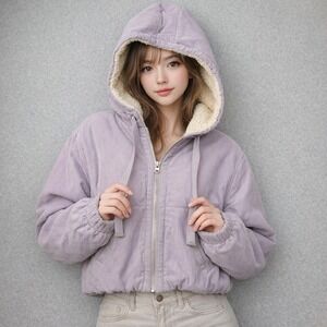 Urban Outfitters Womens UO‎ Casey Corduroy Lavender Hoodie Jacket Size XS